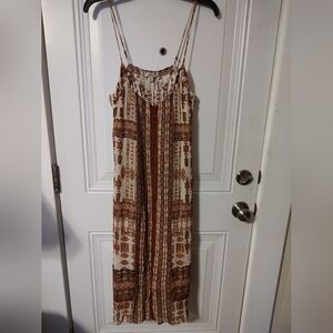 Lucky Brand Brown and Cream Maxi Dress
